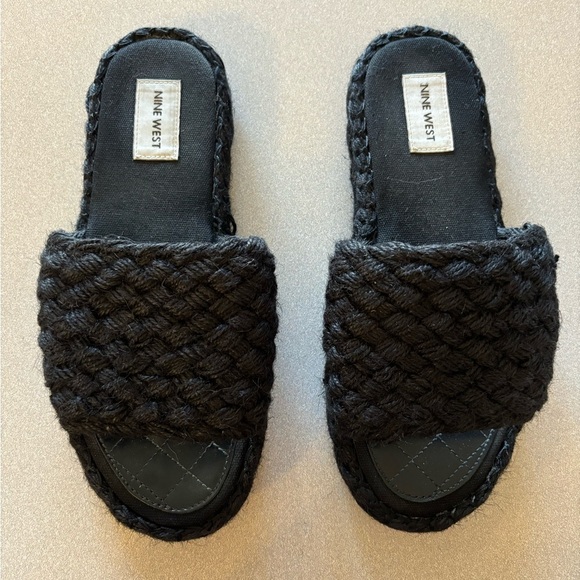 Nine West Black Braided Rope Slides - Picture 4 of 7